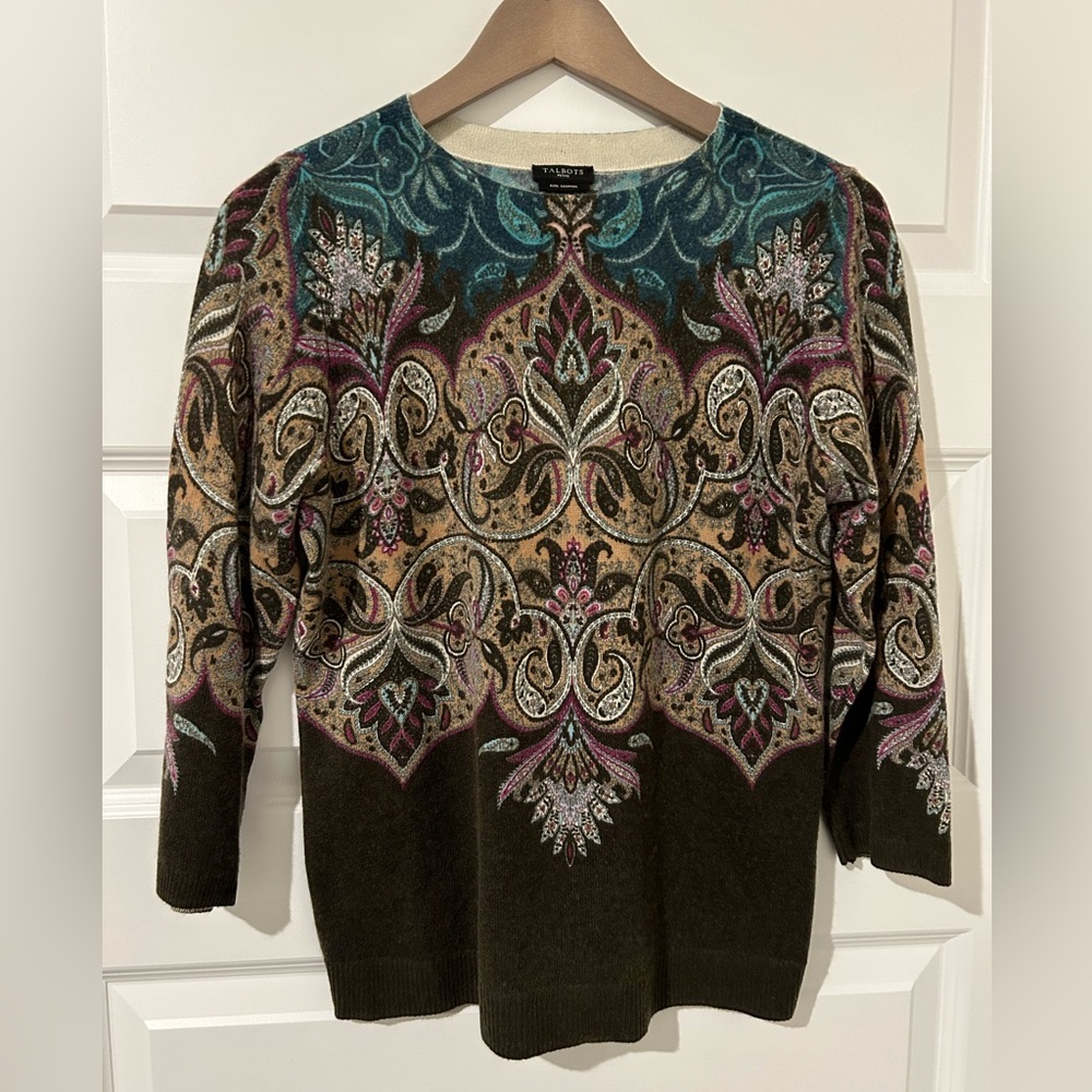 Talbots Cashmere Audrey Paisley Sweater